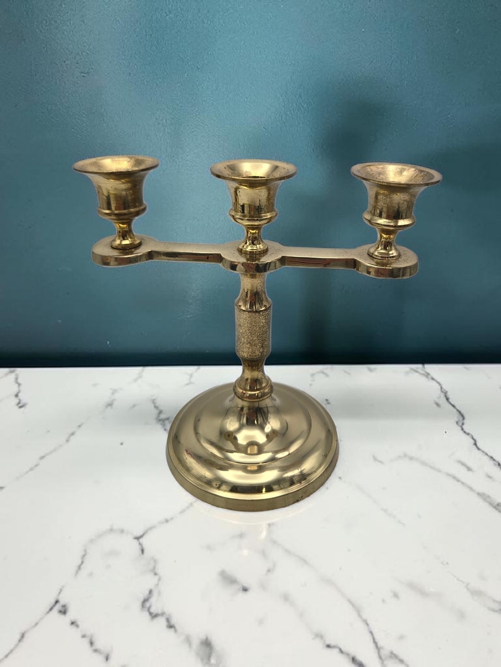 Vintage Solid Brass 3 Arm Candelabra Candle Holder Made in India